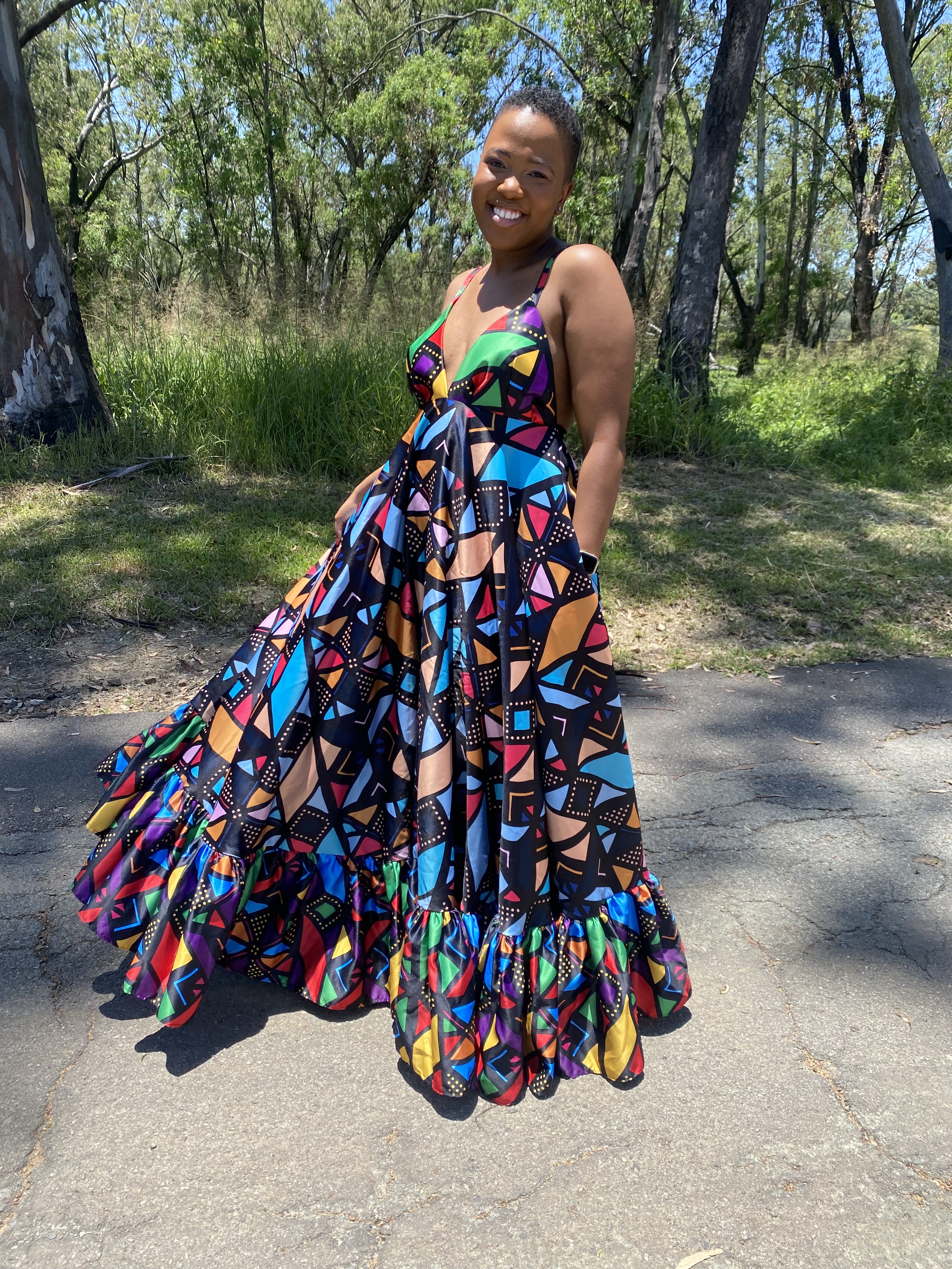 Colourful Mud Cloth Maxi Dress