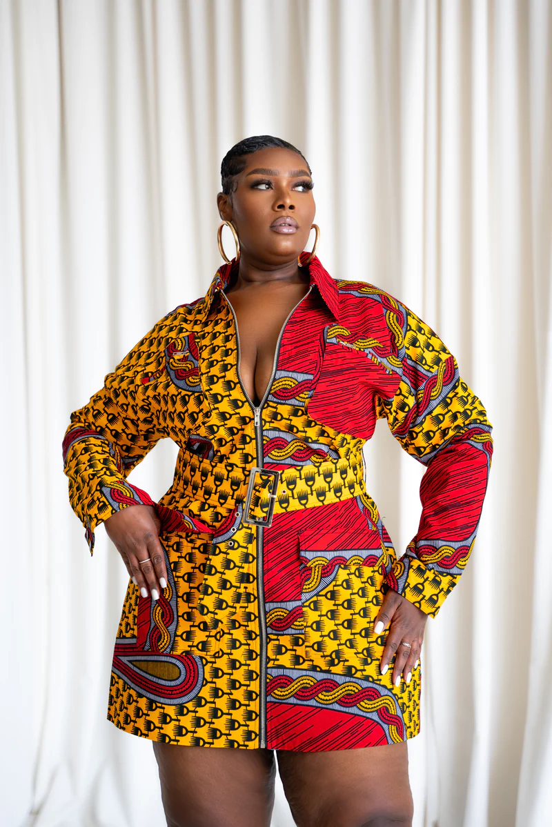 Titi African Print Cargo Mini Dress